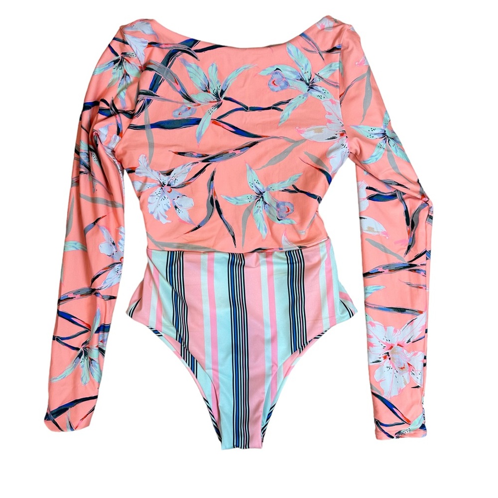 New Maaji Reversible One Piece Swimsuit Long Sleeve Surfer Swim Wear S